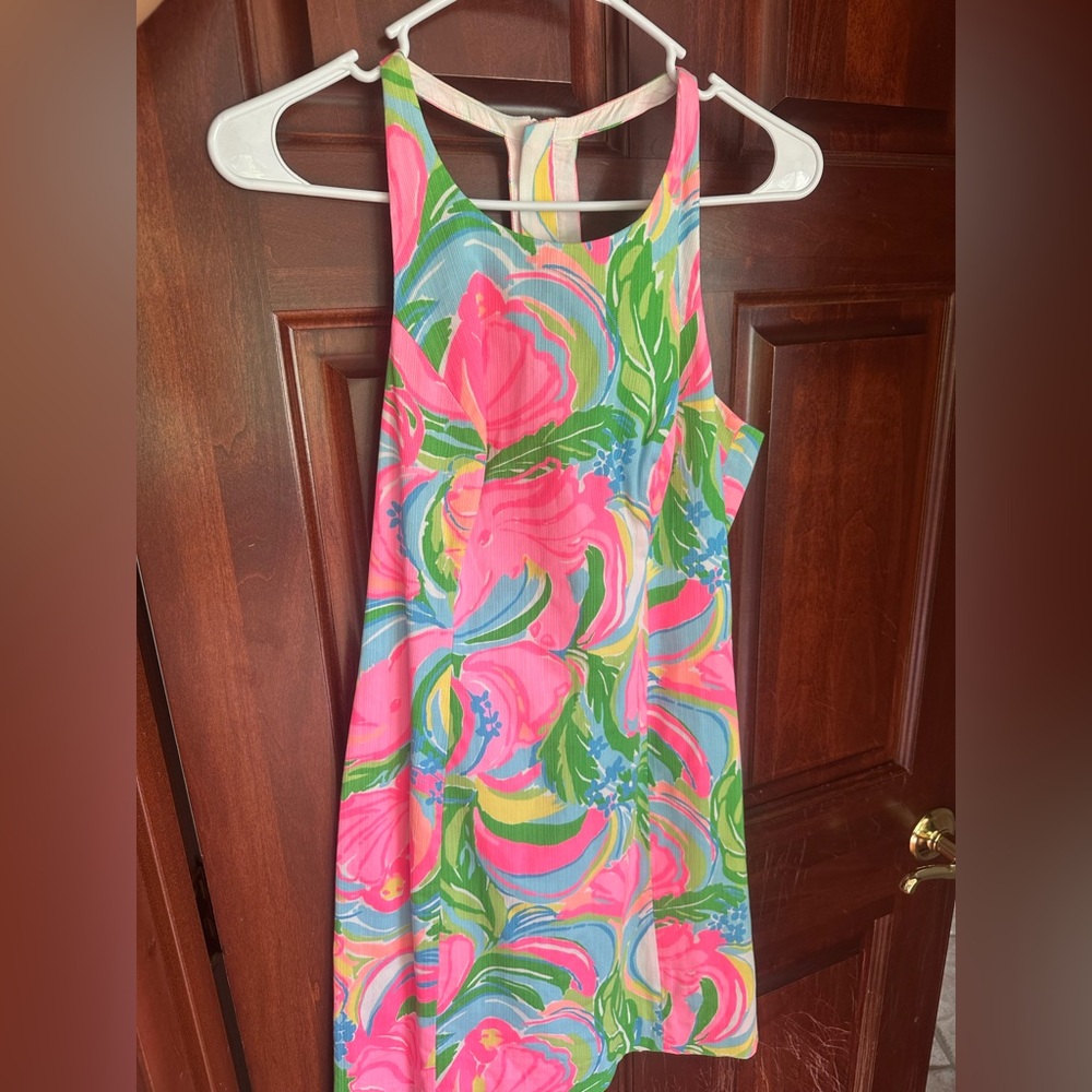 Lilly Pulitzer Pink and Green Floral Mini Dress